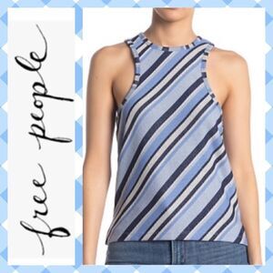 NWT MSRP $48 Free People Striped Tank Top Women's Size Large